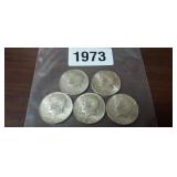 (5) 40% SILVER KENNEDY HALF DOLLARS