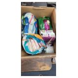BOX OF FEMININE HYGIENE PRODUCTS PLUS