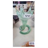 GREEN GLASS BLOWN VASE DECOR