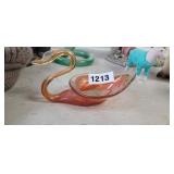 TAN GLASS BLOWN SWAN DECOR