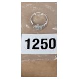 SILVER RING WITH "DIAMONDS" (CANT TEST, TOO SMALL)
