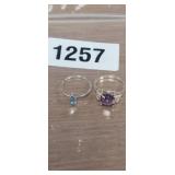 (2) SILVER 925 RINGS SIZE 6.5 AND 7.5 *GEMS R BLUE
