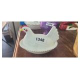WHITE MILK GLASS HEN ON NEST