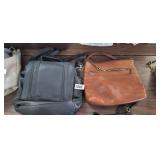 BLACK BACKPACK AND TAN PURSE