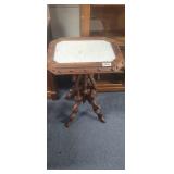 VINTAGE WOODEN MARBLED TOP END TABLE