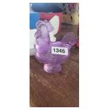 PURPLE GLASS ROOSTER CANDY DISH