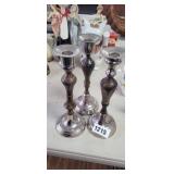 3 SILVER PLATED CANDLE HOLDERS
