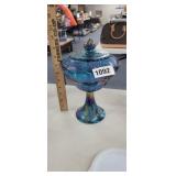 CARNIVAL GLASS PEDESTAL CANDY DISH