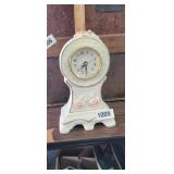 WHITE CERAMIC MANTLE CLOCK *NEEDS TINKERING