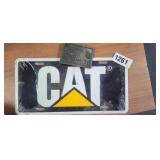 CAT VANITY PLATE AND HONDA BELT BUCKLE