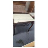 VINTAGE WOODEN MARBLED TOP END TABLE