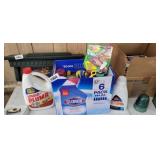BOX FULL OF HOUSEHOLD CLEANING CHEMICALS
