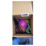 BOX OF MEASURING CUPS AND SPOONS