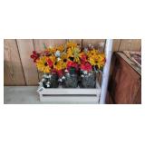 WOODEN SHELF AND JAR FLORAL DECOR