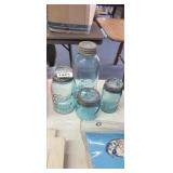 (4) BLUE MASON BALL JARS