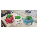 COW SHEEP AND PIG FAUX SUCCULENT PLANTERS