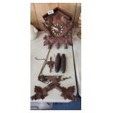 COOCOO CLOCK WITH WEIGHTS *TOP NEEDS RENAILED