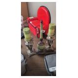 2 CANDLE HOLDERS AND DECOR