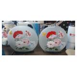 (2) HAND PAINTED GLASS DECOR