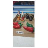 FLAT WITH (5) SETS OF SALT & PEPPER SHAKERS