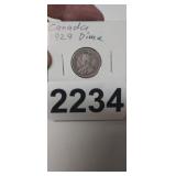 1929 CANDADIAN SILVER 10 CENTS