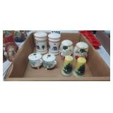 FLAT WITH (4) SETS OF SALT & PEPPER SHAKERS