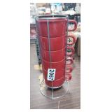 6 COFFEE CUPS AND STAND