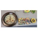 SUNFLOWER CLOCK, PLUS LIGHTSWITCH PLATES