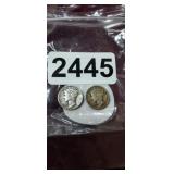 (2) MERCURY HEAD DIMES. 1941 & 1943
