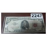 1963 FIVE DOLLAR, RED SEAL, US NOTE