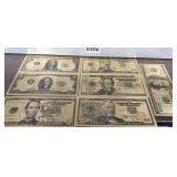 1,2,5,10,20,50,100 DOLLAR BILLS .99999 GOLD