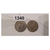 (2) 10% SILVER UN PESOS