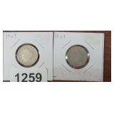 (2) 1907 V NICKELS