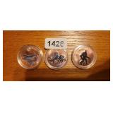(3) COPPER COINS *LOCH NESS, KRAKEN, BIGFOOT