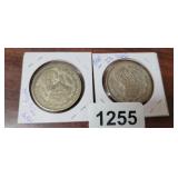 1959 AND 1960 10% SILVER UN PESOS