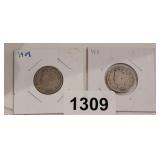 1908 AND 1911 V NICKELS