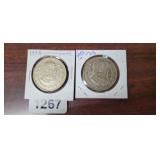 1958 AND 1959 10% SILVER UN PESOS