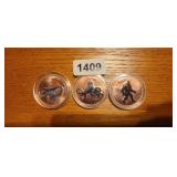 (3) COPPER COINS *LOCH NESS, KRAKEN, BIGFOOT