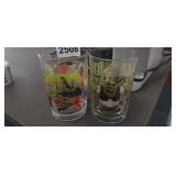 (2) SHREK GLASS CUPS