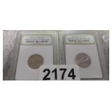 (2) GRADED JEFFERSON NICKELS