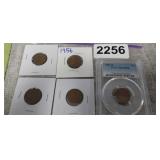 (5) VINTAGE AND GRADED PENNIES