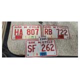 (3) ARKANSAS MOTORCYCLE PLATES