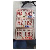 (3) ARKANSAS MOTORCYCLE PLATES