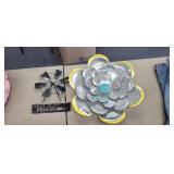 METAL FLOWER DECOR AND WINDMILL