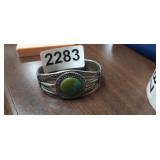 TURQUOISE CUFF BRACELET, INDIAN SILVER