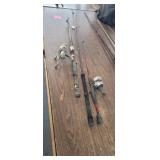 3 HALF RODS AND 2 REELS *SHIMANO, ZEBCO, SHAKESPEA