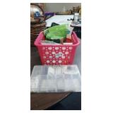 BASKET OF HARDWARE, DRAFT STOPPERS, ETC.