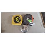 (2) TAPE MEASURS, 1 LOCK WITH KEY