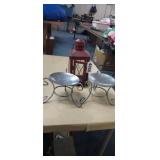 (2) CANDLE STANDS AND CANDLE LANTERN