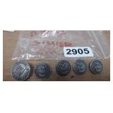 (5)  SILVER, WORLD WAR 2, MARINE CORP. BUTTO